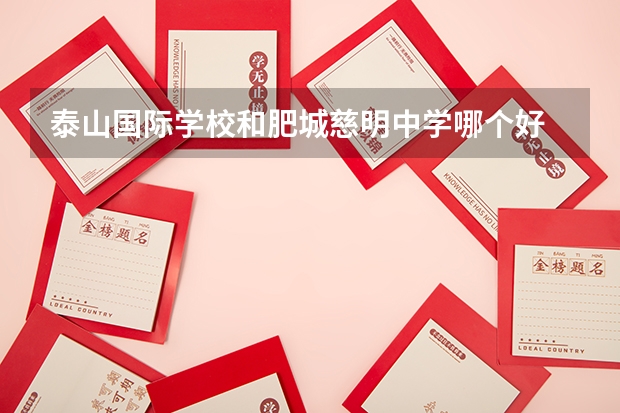 泰山国际学校和肥城慈明中学哪个好